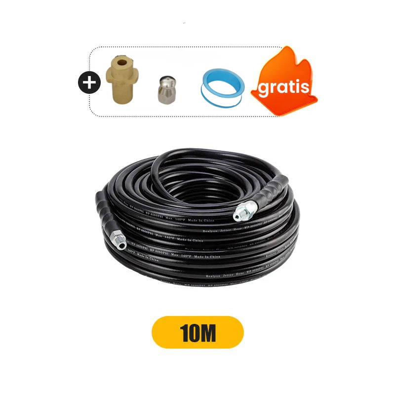 Kit de limpieza de desagües de 5800 PSI: boquilla y manguera de alta presión para desagües/tuberías obstruidas.