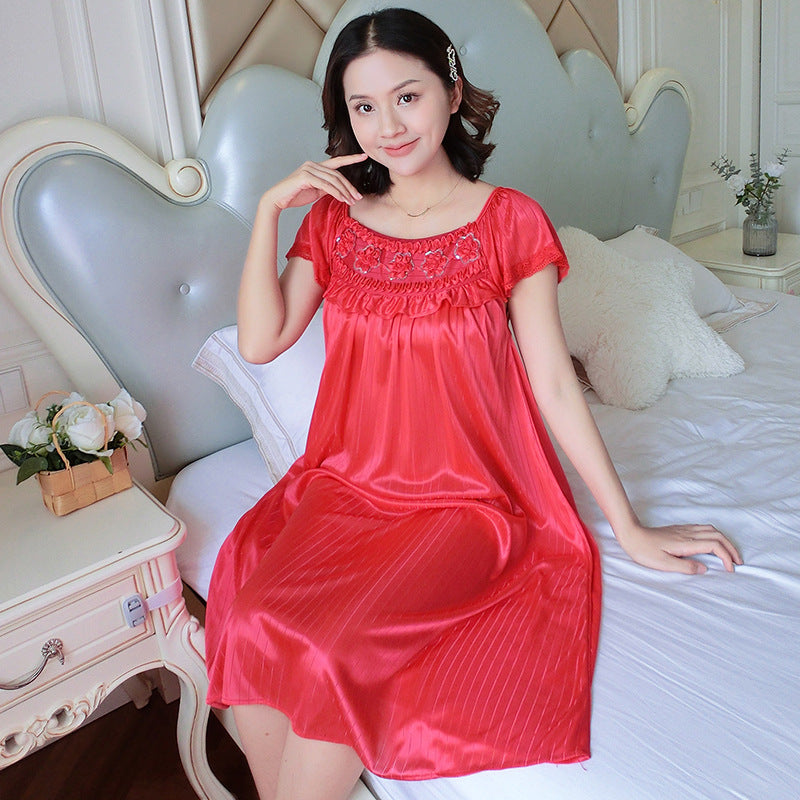 【M-2XL】Camisón de casa, camisón largo, confeccionado con tejido de seda helada de alta calidad, agradable para la piel.