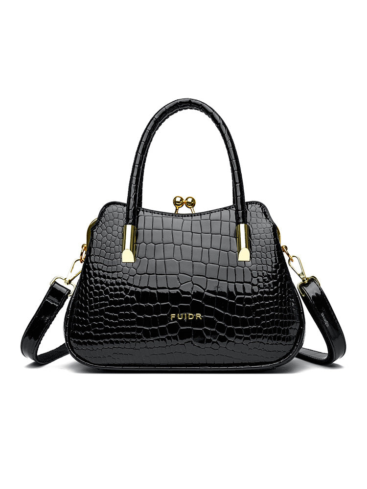 Elegante bolso de mano para mujer de piel de cocodrilo