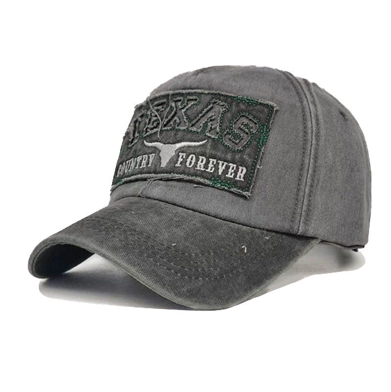 🐂🧢 Gorra de béisbol retro ajustable con cabeza de toro y letras bordadas
