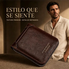 👛 Cartera de cuero para hombre estilo retro – Multifuncional con cremallera, funda para carnet de conducir, corta y práctica 🧾🔑