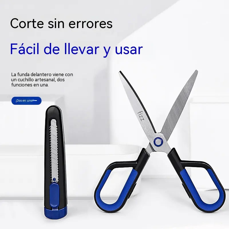 Juego de tijeras de acero inoxidable 2 en 1, fáciles de transportar.