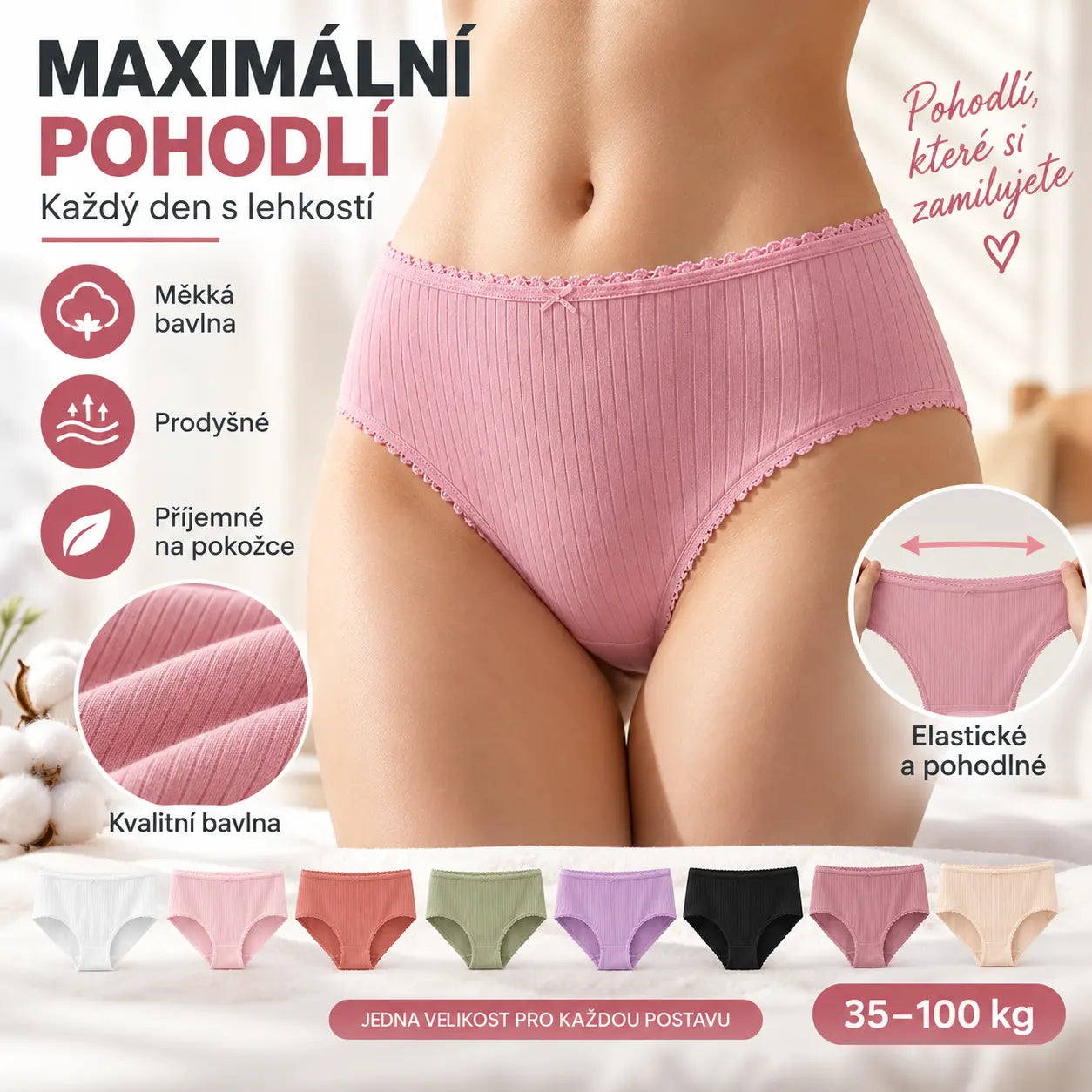 (8 kusů) Poslední den s 50% slevou: Voděodolné antibakteriální kalhotky s vysokým pasem