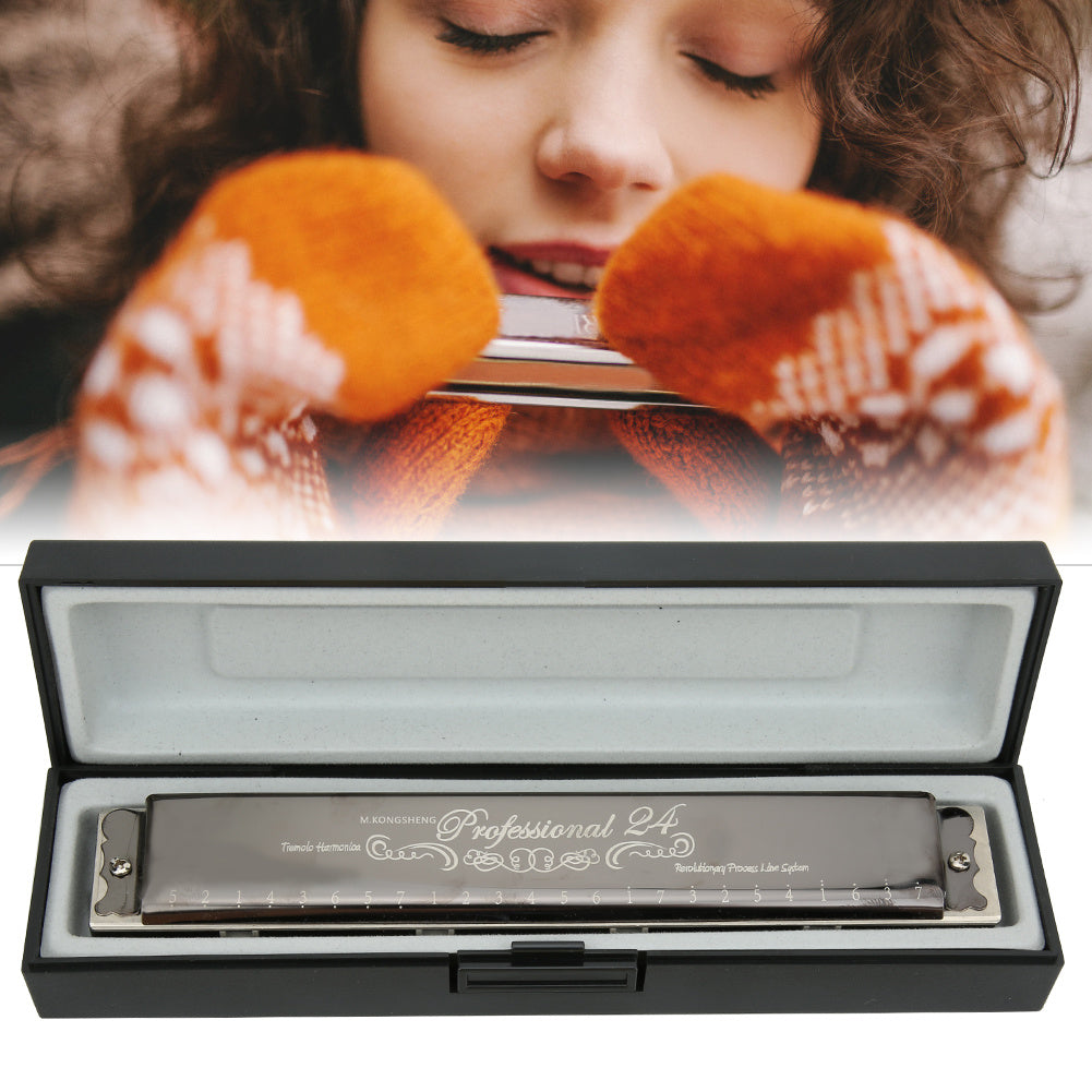 🔥🎶🎼 Armónica profesional de 24 agujeros en do mayor con estuche【🎁El regalo perfecto para los amantes de la música】