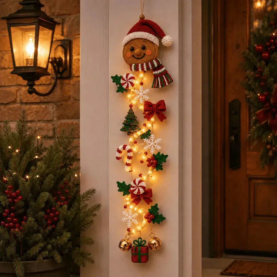 🎄 Božični okraski za vrata MerryCascade z osvetlitvijo | 6 prazničnih dizajnov, topla svetloba, 3D detajli in navpični dizajn, ki prihrani prostor ✨