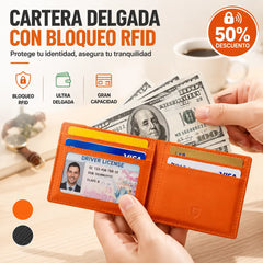 Cartera delgada para hombre con bloqueo RFID