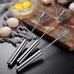 24€【 Conjunto de 3 piezas】Batidor de huevos semiautomático de acero inoxidable