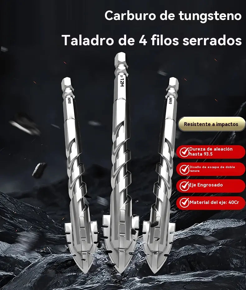 🥇【3+4+5+6+8+10+12mm】Broca excéntrica de acero de tungsteno superduro de séptima generación con borde dentado