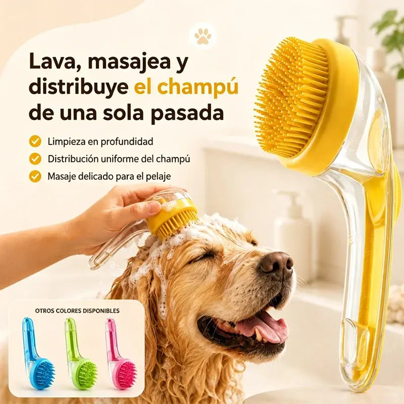 🥳Compra 1 y llévate 1 gratis🛁🐾 Cepillo de baño todo en uno: dispensador de champú incorporado, cerdas de doble cara. Limpieza suave y fácil. ¡Un baño relajante para ti y tu mascota! 💧✨