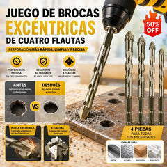 🔥Oferta caliente 2026【6 artículos：4+5+6+8+10+12mm】🔥Juego de brocas excéntricas de 4 flautas de alta resistencia