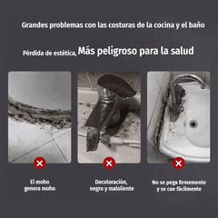 【5 botellas + 1 raspador de pegamento】23 €🛁 Sellador impermeable blanco antimoho, relleno de juntas para bordes de cocina, baño e inodoro.