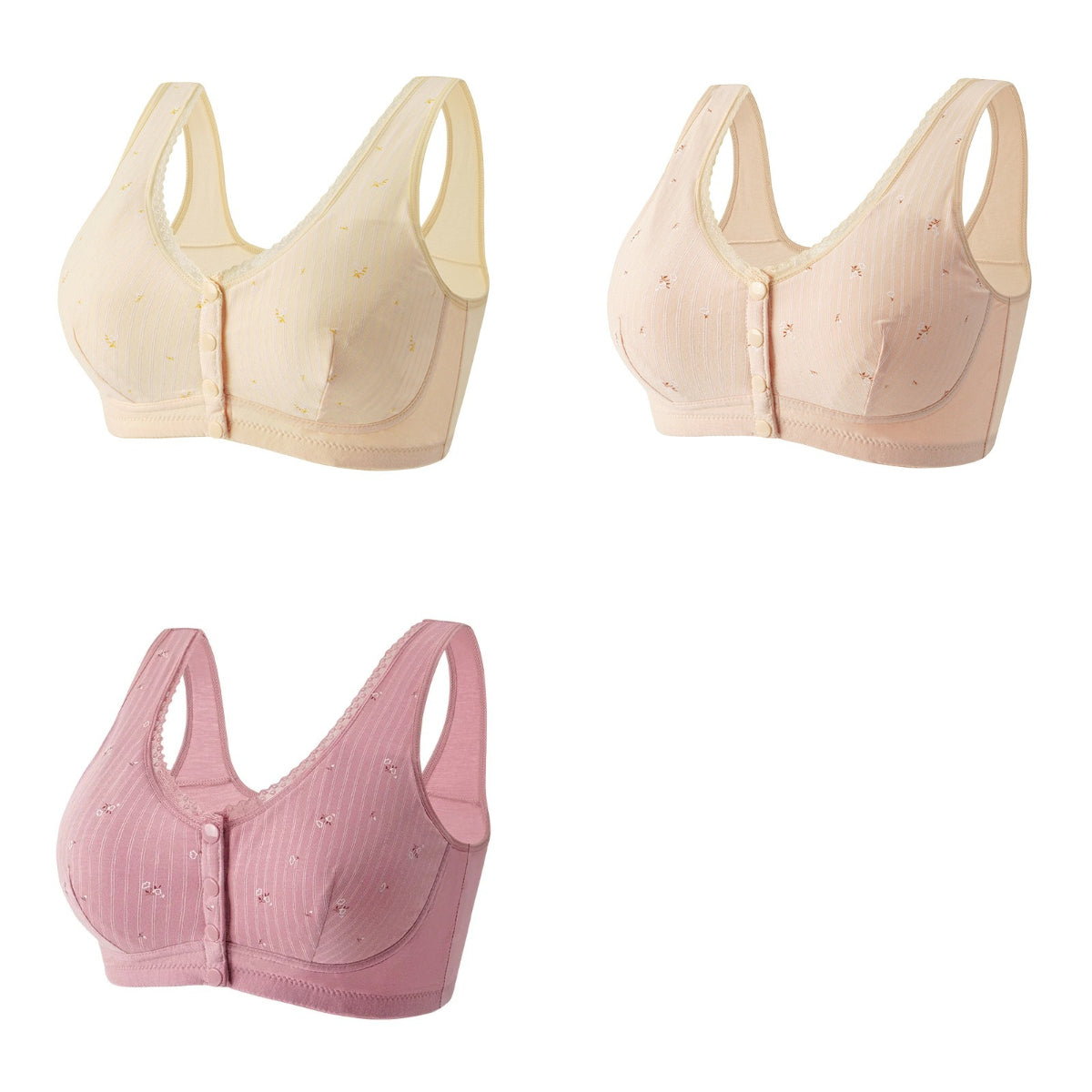 【3 piezas】👙✨ Sujetador suave sin aros con cierre frontal – cómodo, transpirable y perfecto para mujeres maduras
