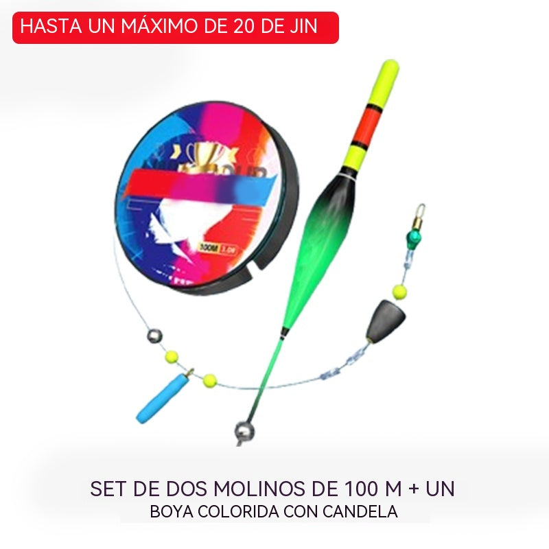 Set de pesca con flotador autoajustable | Lanzamiento largo, detección automática de profundidad, señal de picada con cambio de color