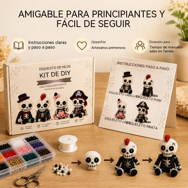 🔥【Oferta especial por tiempo limitado】🧵✨Kit de manualidades: esqueleto 3D con cuentas