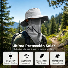 🧢🎣 Gorro de pescador transpirable con mascarilla desmontable – Protección UPF 50+, ligero e ideal para actividades al aire libre 🛡️