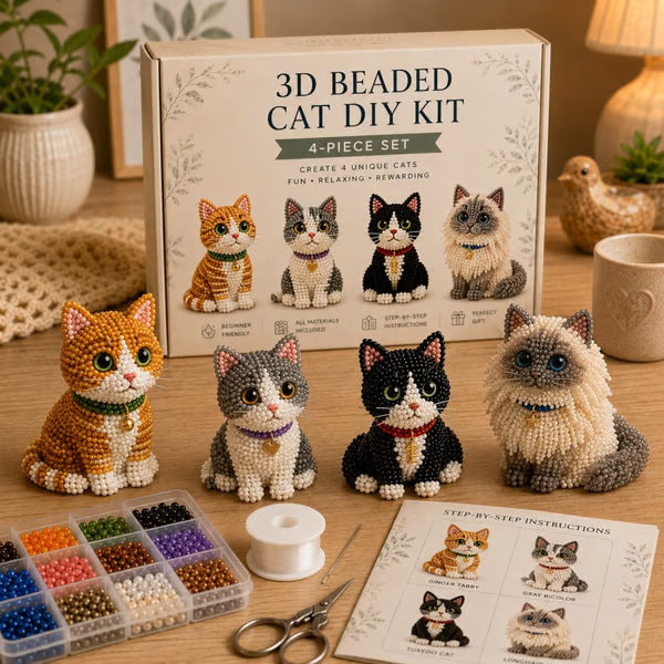 🐱 Crea tú mismo 4 adorables gatos y perros de cuentas.