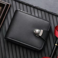 🔥✨Cartera de piel auténtica para hombre: diseño retro con cremallera, compartimento para tarjetas y protección RFID.
