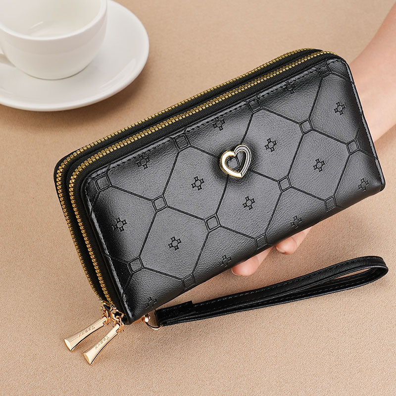 👛 Nueva billetera de gran capacidad con doble cremallera y diseño patchwork 2026
