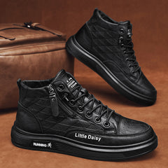 🔥【39-44】Zapatillas deportivas altas informales con cremallera lateral para hombre