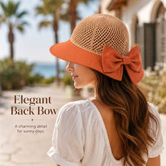 👒Compra uno y llévate otro gratis✨ Sombrero de sol de ala ancha con lazo para mujer – Plegable, protección 360° 🎀