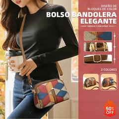 👜2026 nuevo bolso cruzado a cuadros con bloques de color a la moda para mujer