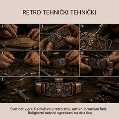 Podesiva kršćanska narukvica za muškarce, pletena koža s vjerskom porukom Isus, retro nakit, memorijalni poklon, vintage metal