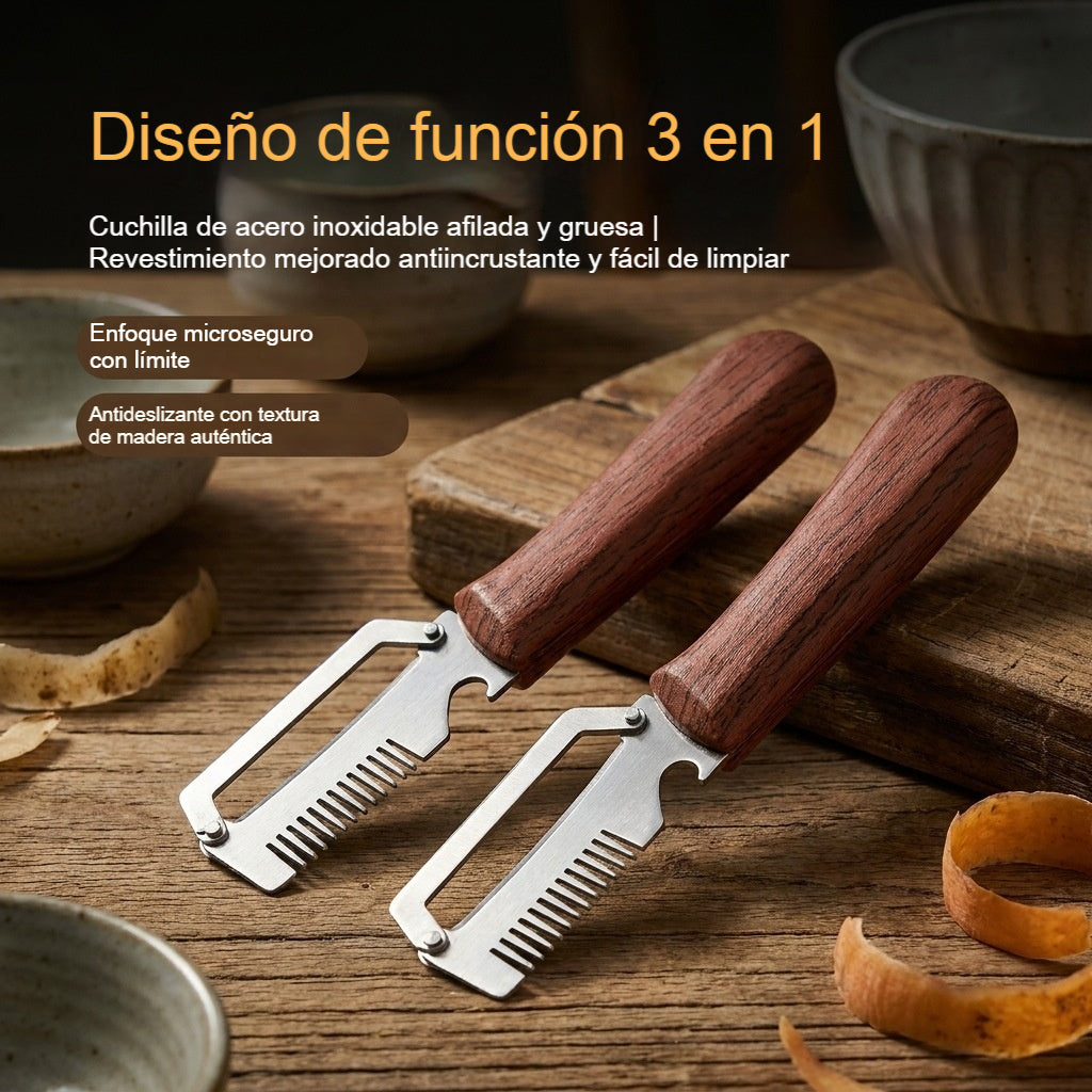 ✅Compra 1, llévate 1 gratis🧅🔪 Pelador de cocina multifuncional 3 en 1: ¡Pela, corta y abre botellas! 🔥