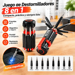 🎁 Lanzamiento de nuevo producto 2027 - 50% de descuento 💥 Destornillador plegable multicabezal 8 en 1 con luz LED