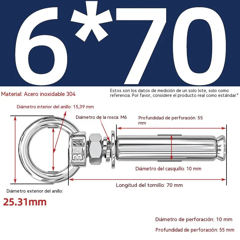 【Compra 2 y llévate 2 gratis】🔥🔩Tornillo de expansión con anilla de elevación de acero inoxidable 304