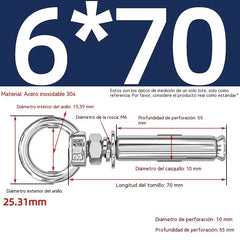 【Compra 2 y llévate 2 gratis】🔥🔩Tornillo de expansión con anilla de elevación de acero inoxidable 304