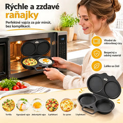 🎁2-dielna sada 💥Mikrovlnný hrniec na vajíčka: dvojitý priestor, nepriľnavý povrch a jednoduché čistenie.🏠