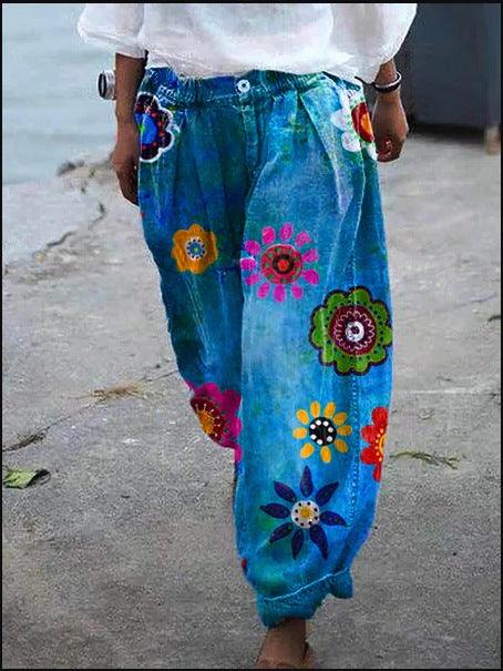👖【S-5XL】Vaqueros estampados de moda para mujer, bombachos