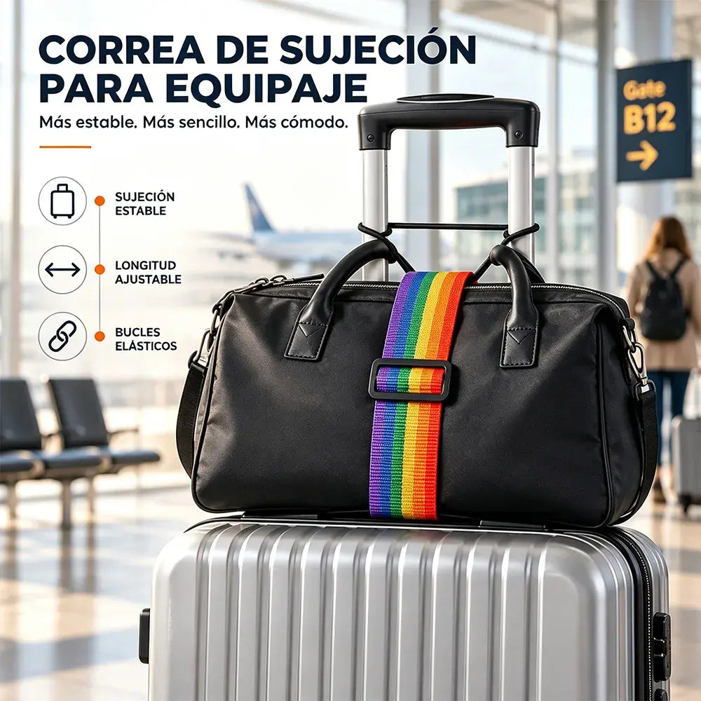 🧳【4 unidades a 23 euros】✨ Correa de Amarre Ajustable para Maletas | Cinta de Seguridad Cruzada para Equipaje | Refuerzo de Viaje 🔒