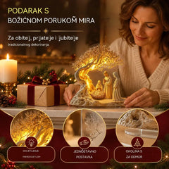 ✨🕯️Dekoracija stola s jaslicama i drvetom života: meko svjetlo za svečanu atmosferu.