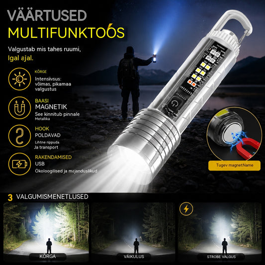 👍👍Kompaktne ja võimas taskulamp mitme allikaga LED-valgustusega, kaasaskantav ja ülipika aku tööeaga.