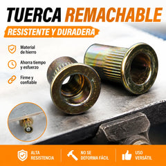 【166 piezas 25 euros】 Tuerca de acero inoxidable, tuercas moleteadas de cabeza plana