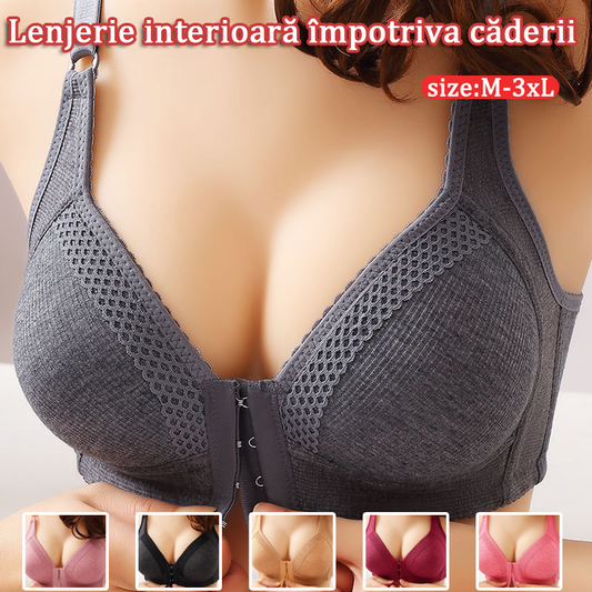 💥【El precio más bajo】Sujetador fino sin aros, sujetador push-up con botón frontal para evitar la flacidez y el encogimiento de los senos laterales