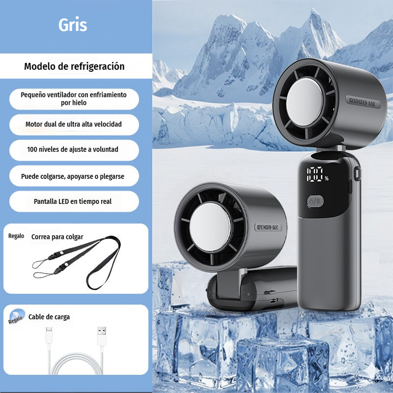 ❄️ Ventilador Portátil de Mano Refrigerante de Alta Velocidad 🌬️ 100 Niveles de Viento Ajustables ✨ Plegable y con Pantalla Digital