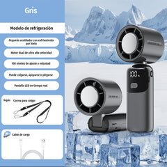 ❄️ Ventilador Portátil de Mano Refrigerante de Alta Velocidad 🌬️ 100 Niveles de Viento Ajustables ✨ Plegable y con Pantalla Digital