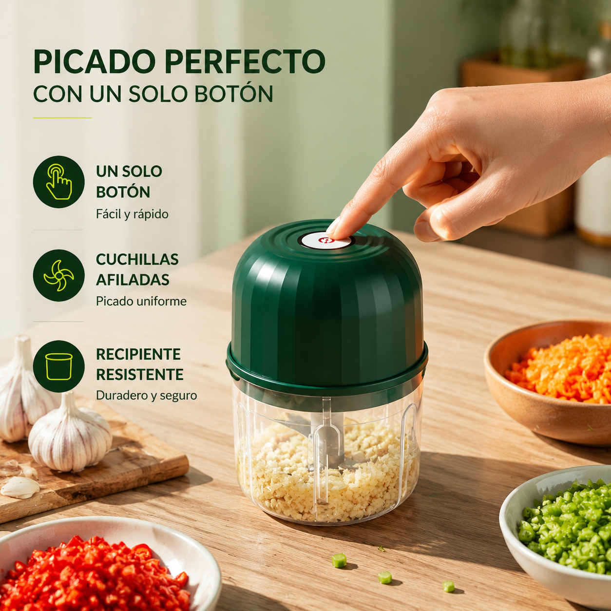 👍👍Mini Picadora Eléctrica de Alimentos Eficiente e Inalámbrica