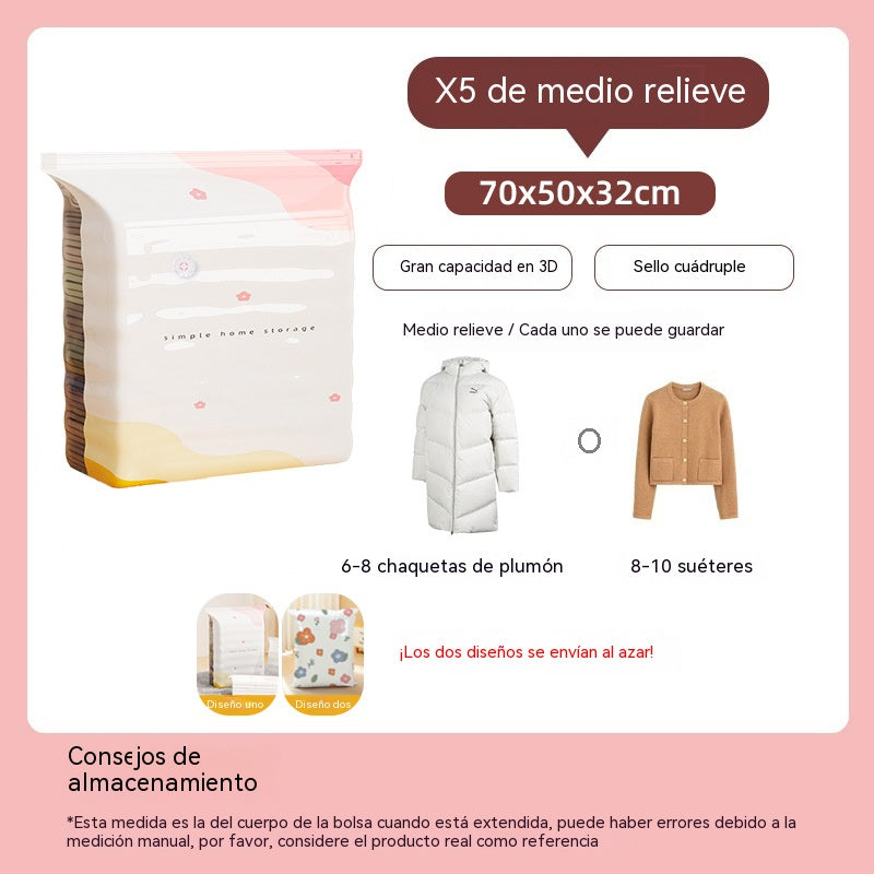 🧳【Juego de 5 piezas】💨 Bolsa de almacenamiento al vacío grande y compresible: no requiere bomba, es a prueba de fugas e ideal para ahorrar espacio en maletas y en casa ✈️