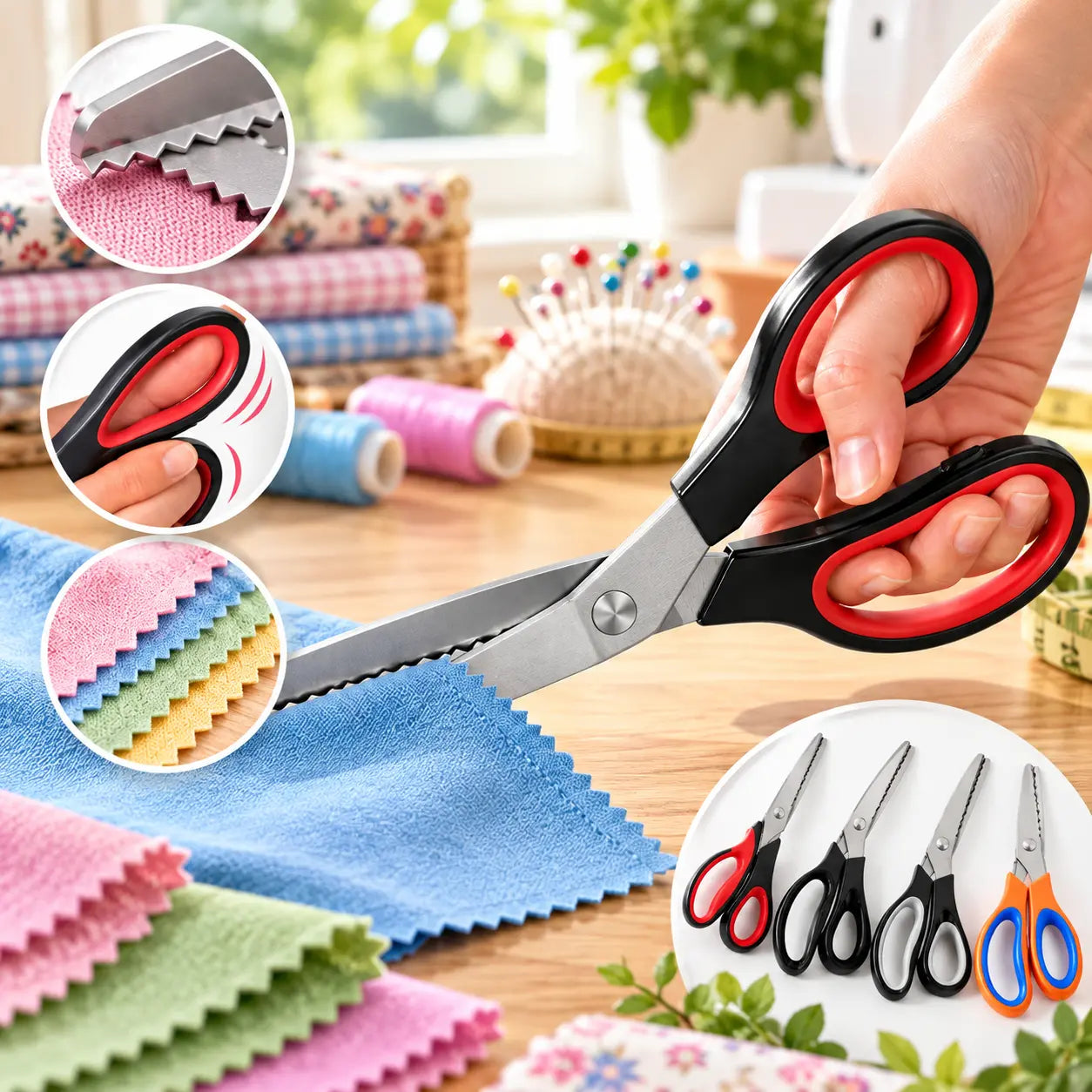 Profesionalne nazubljene škare za šivanje, rukotvorine i svakodnevne DIY projekte