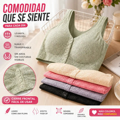 😍【Paquete de 5 Piezas】Sujetador Inalámbrico para Mujer con Botón Frontal ❤️【40-100kg】