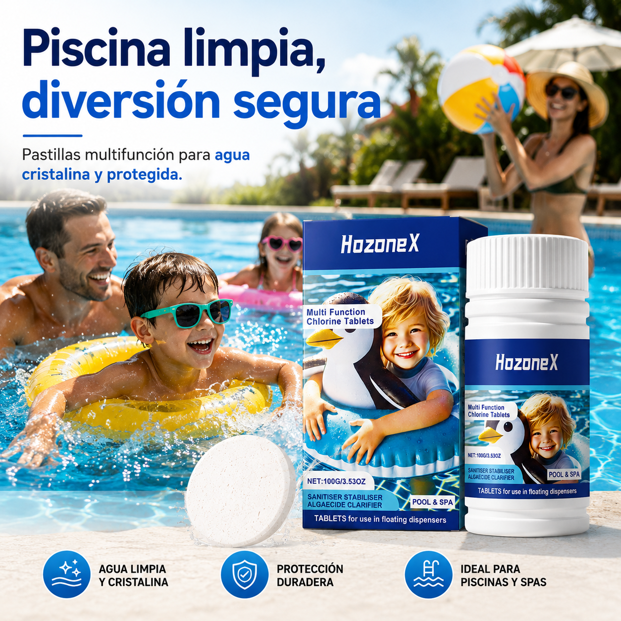 🔥Compre 1 y obtenga 1 gratis（2 botella）Pastillas efervescentes para la limpieza de piscinas