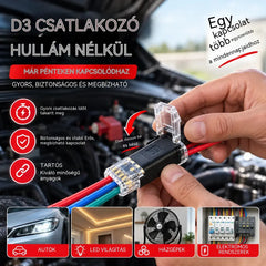 【40 darab】🏆 Forrasztás- és csupaszításmentes csatlakozó; háromvezetékes, reteszelhető csatlakozás.