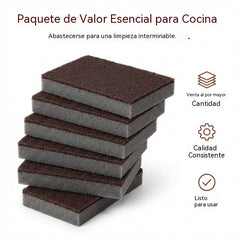Esponja mágica con partículas de diamante para una potente eliminación de la cal en fondos de ollas de tamaño nanométrico.