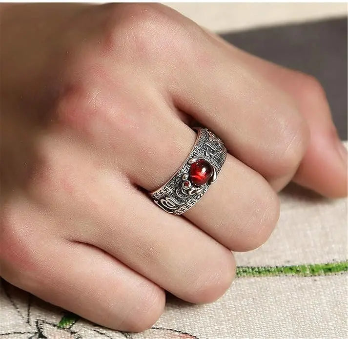 🔥Compre 1 y obtenga 1 gratis（2 piezas）💖Anillo de plata 999, estilo retro unisex con amuleto de la suerte Pixiu, fuerte y de moda.