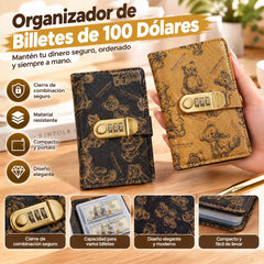 Álbum para billetes con cerradura, con diseño de oso | Capacidad para 100 billetes