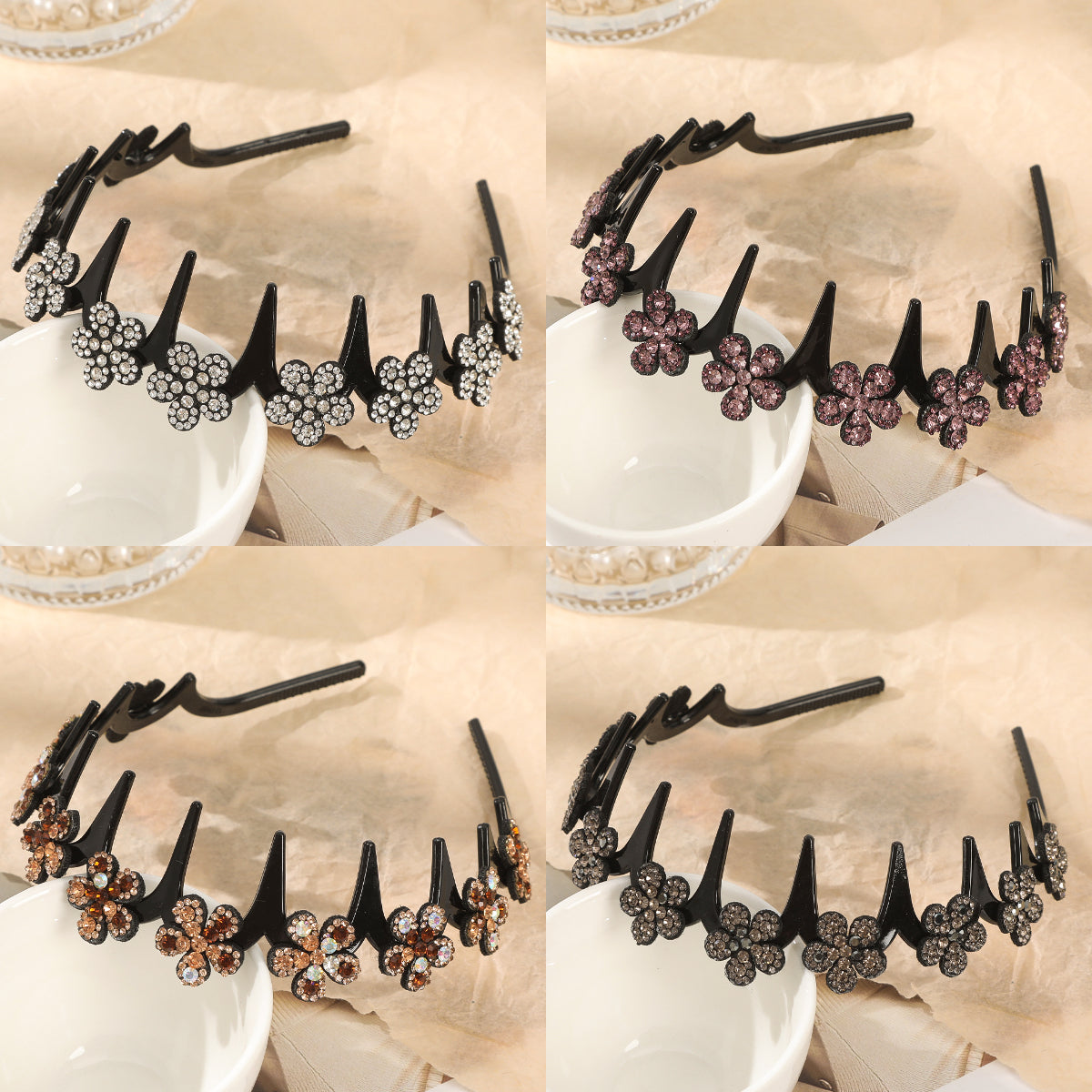 【4 piezas 】✨ Diademas Onduladas con Peine Antideslizante  – Sujeción Firme, Cómodas y Estilo Natural 💁‍♀️