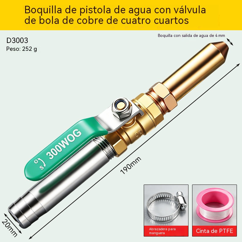 🚿(1 juego: boquilla pulverizadora + abrazadera para tubería de agua + cinta de teflón)💧 Pistola de agua a alta presión: lavado de autos, jardín, 10 veces más presión, multimodo ⚡